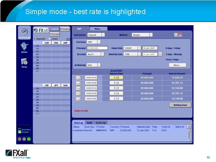 Simple mode - best rate is highlighted 62 