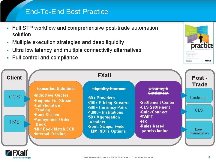 End-To-End Best Practice § § Full STP workflow and comprehensive post-trade automation solution Multiple