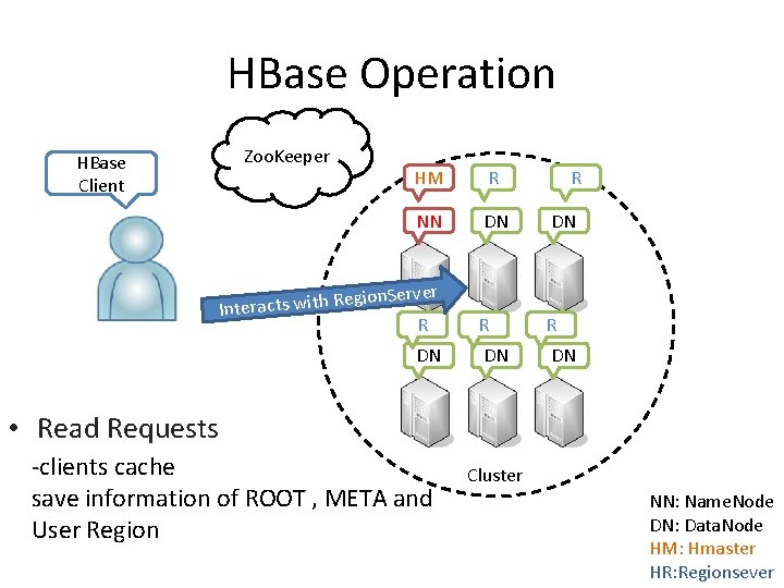 HBase Operation HBase Client Zoo. Keeper HM R NN DN DN R R DN