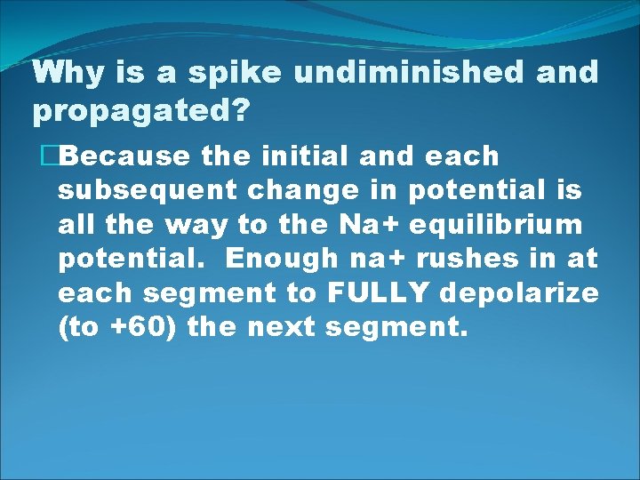 Why is a spike undiminished and propagated? �Because the initial and each subsequent change