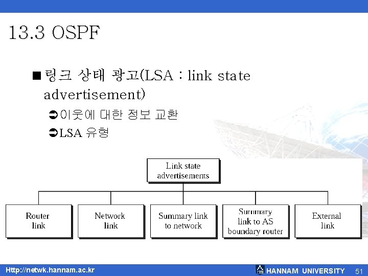 13. 3 OSPF <링크 상태 광고(LSA : link state advertisement) Ü이웃에 대한 정보 교환