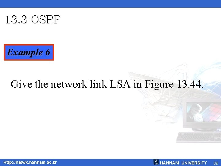 13. 3 OSPF Example 6 Give the network link LSA in Figure 13. 44.