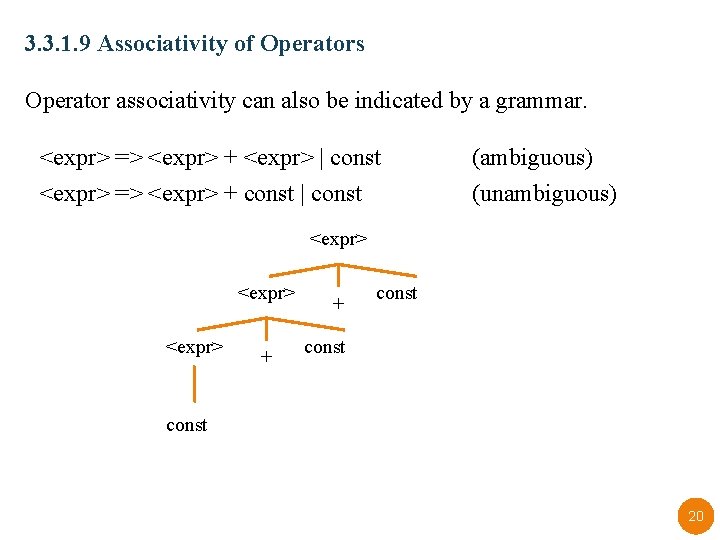 3. 3. 1. 9 Associativity of Operators Operator associativity can also be indicated by