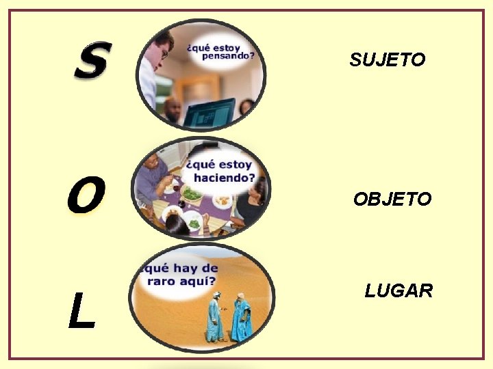 SUJETO OBJETO L LUGAR 