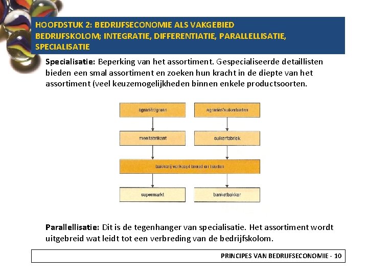 HOOFDSTUK 2: BEDRIJFSECONOMIE ALS VAKGEBIED BEDRIJFSKOLOM; INTEGRATIE, DIFFERENTIATIE, PARALLELLISATIE, SPECIALISATIE Specialisatie: Beperking van het