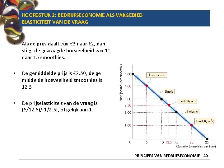 HOOFDSTUK 2: BEDRIJFSECONOMIE ALS VAKGEBIED ELASTICITEIT VAN DE VRAAG • Als de prijs daalt