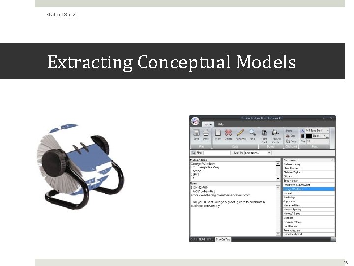 Gabriel Spitz Extracting Conceptual Models 16 
