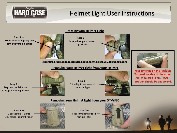 Helmet Light User Instructions Rotating your Helmet Light Step 1 — While mounted gently