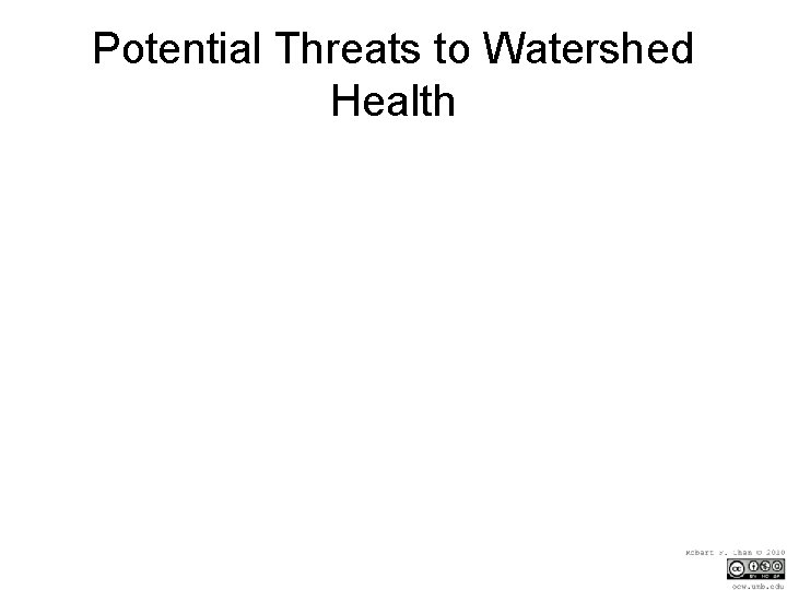 Potential Threats to Watershed Health 