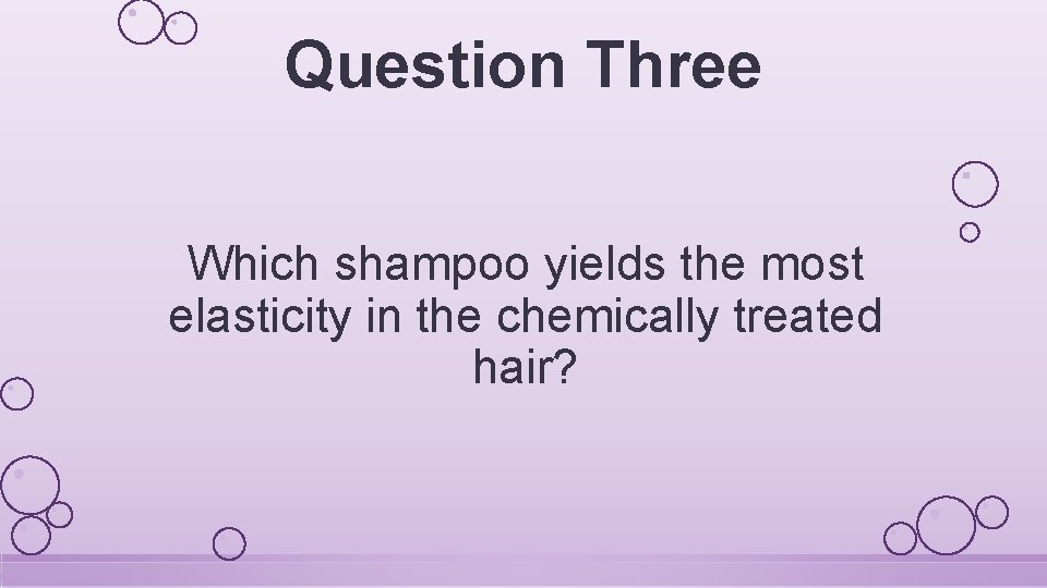 Question Three Which shampoo yields the most elasticity in the chemically treated hair? 