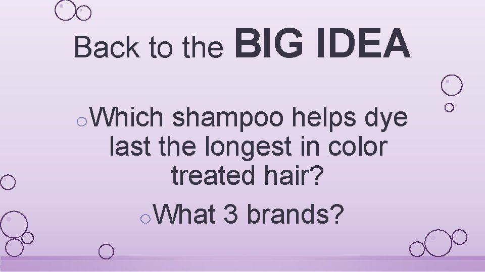 Back to the BIG o. Which IDEA shampoo helps dye last the longest in