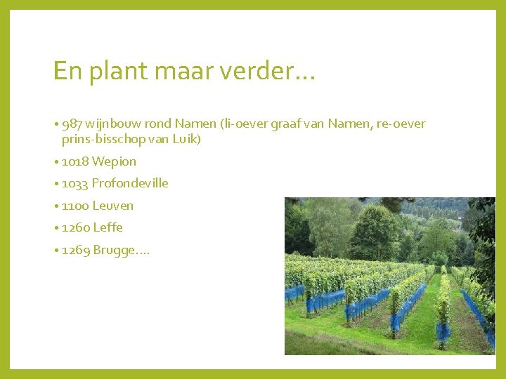 En plant maar verder. . . • 987 wijnbouw rond Namen (li-oever graaf van