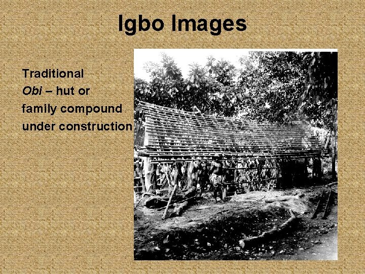 Igbo Images Traditional Obi – hut or family compound under construction 