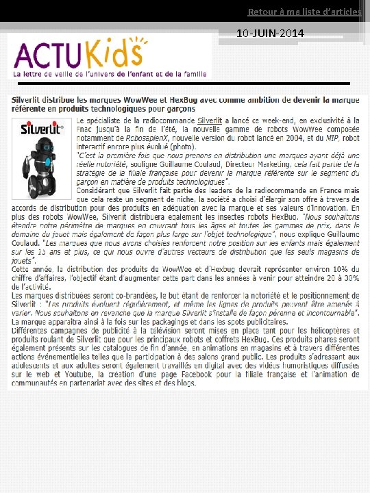 Retour à ma liste d’articles 10 -JUIN-2014 