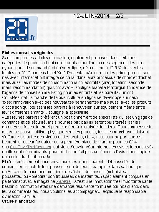 12 JUIN 2014 2/2 Fiches conseils originales Sans compter les articles d’occasion, également proposés