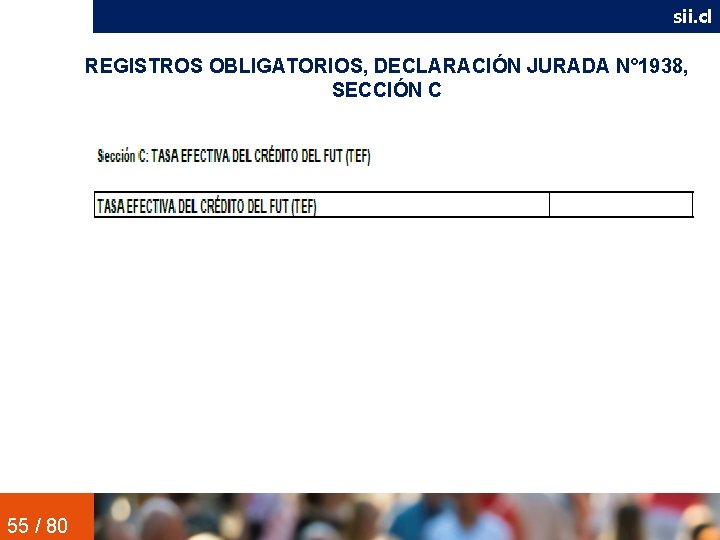 sii. cl REGISTROS OBLIGATORIOS, DECLARACIÓN JURADA N° 1938, SECCIÓN C 55 / 80 