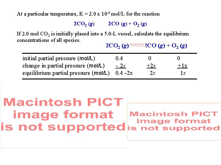 At a particular temperature, K = 2. 0 x 10 -6 mol/L for the