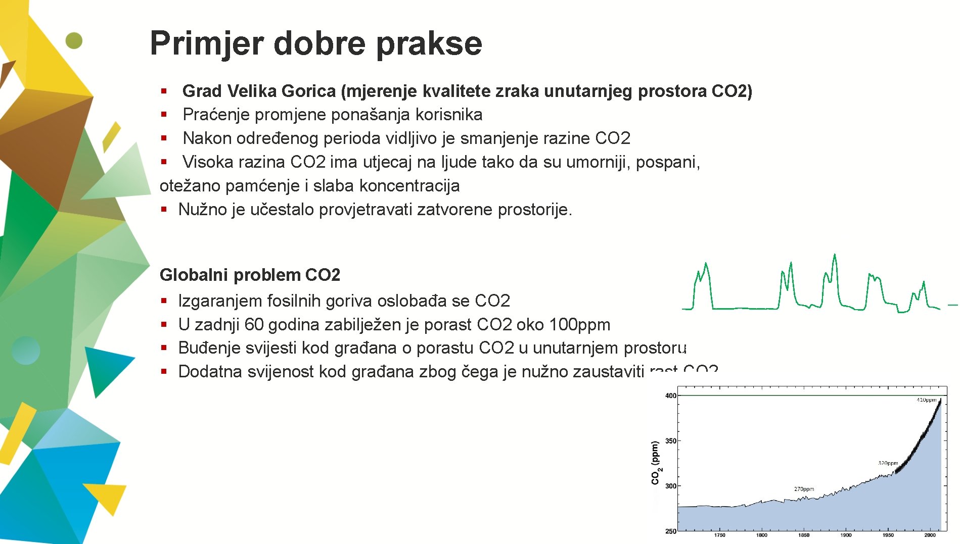 Primjer dobre prakse § Grad Velika Gorica (mjerenje kvalitete zraka unutarnjeg prostora CO 2)