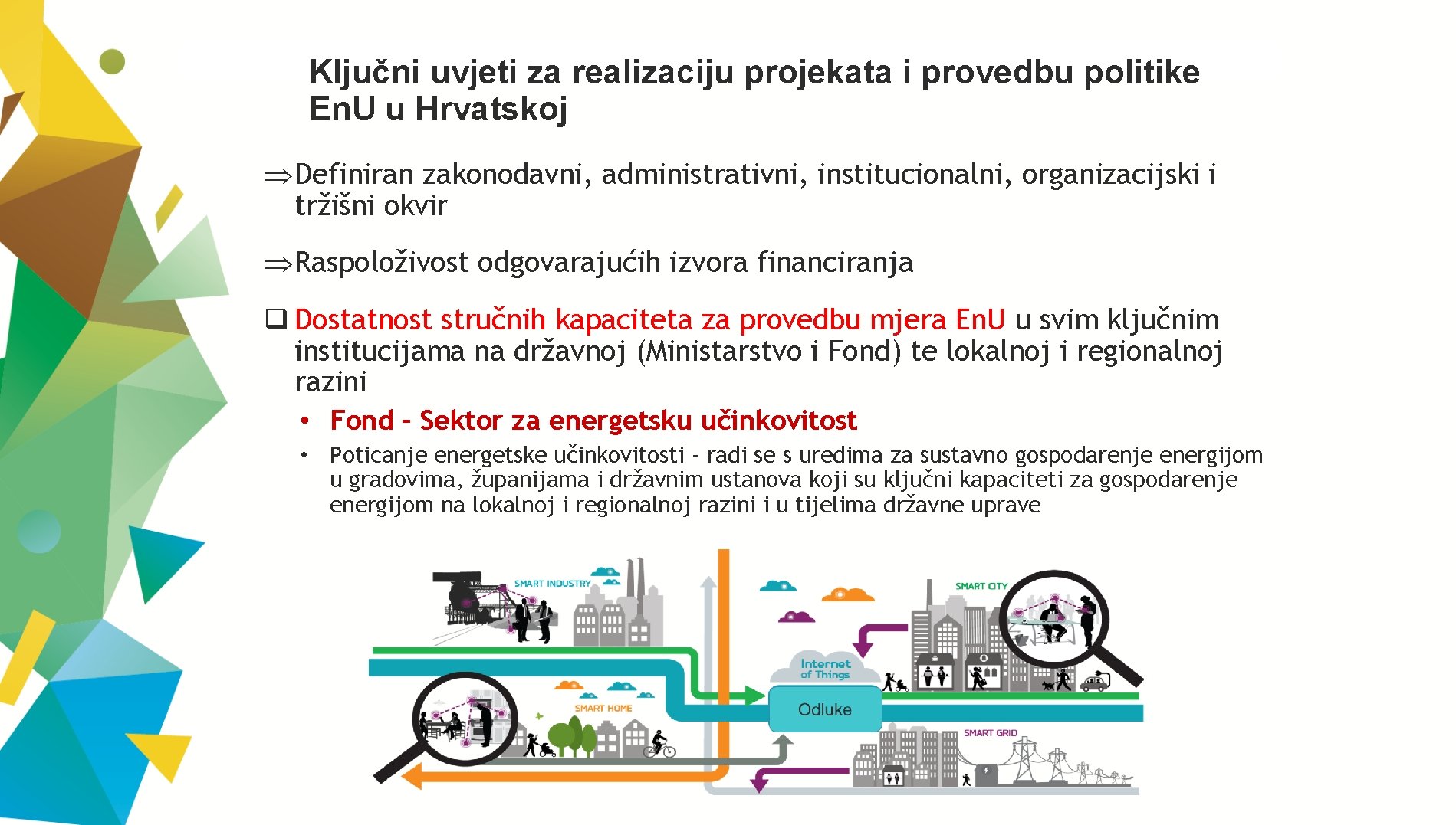 Ključni uvjeti za realizaciju projekata i provedbu politike En. U u Hrvatskoj Þ Definiran