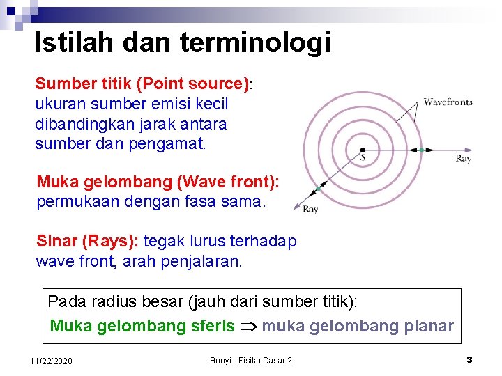 Istilah dan terminologi Sumber titik (Point source): ukuran sumber emisi kecil dibandingkan jarak antara