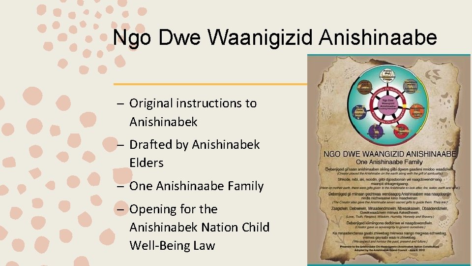 Ngo Dwe Waanigizid Anishinaabe – Original instructions to Anishinabek – Drafted by Anishinabek Elders