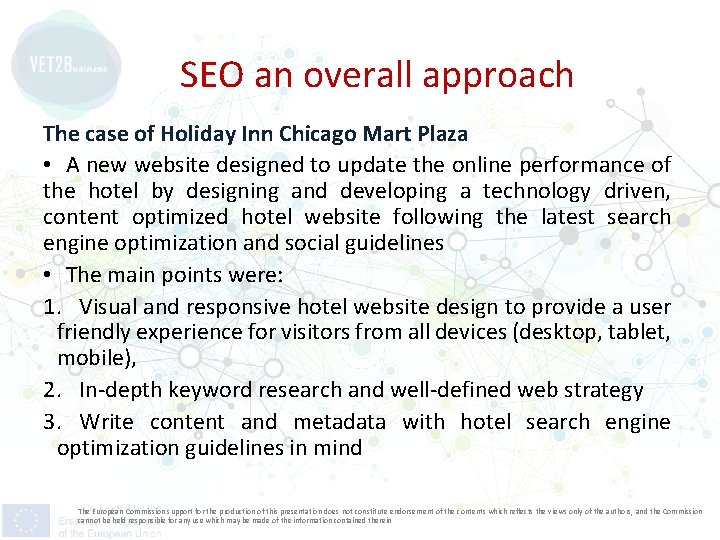 SEO an overall approach The case of Holiday Inn Chicago Mart Plaza • A