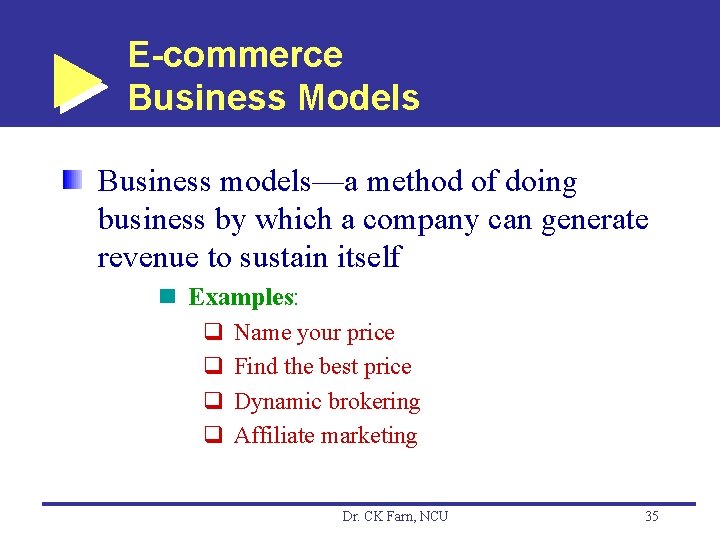 E-commerce Business Models Business models—a method of doing business by which a company can