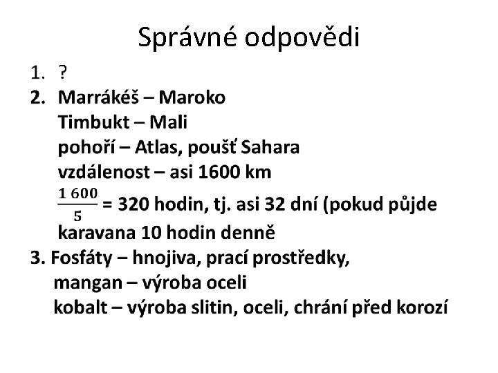 Správné odpovědi • 