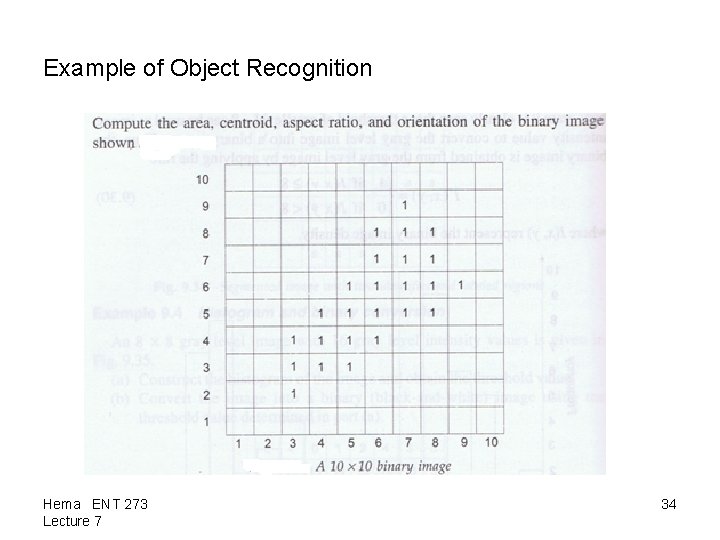 Example of Object Recognition Hema ENT 273 Lecture 7 34 