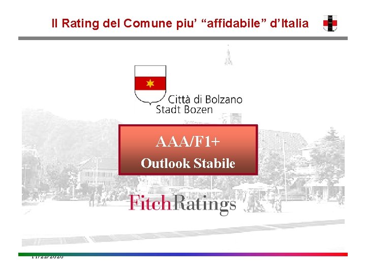 Il Rating del Comune piu’ “affidabile” d’Italia AAA/F 1+ Outlook Stabile 11/22/2020 