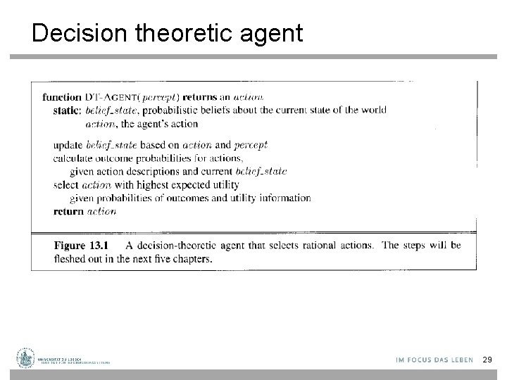 Decision theoretic agent 29 