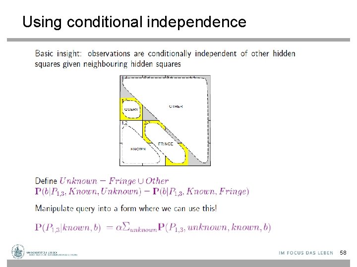 Using conditional independence 58 