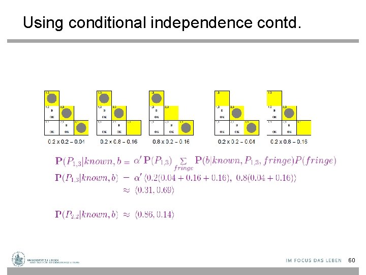 Using conditional independence contd. 60 