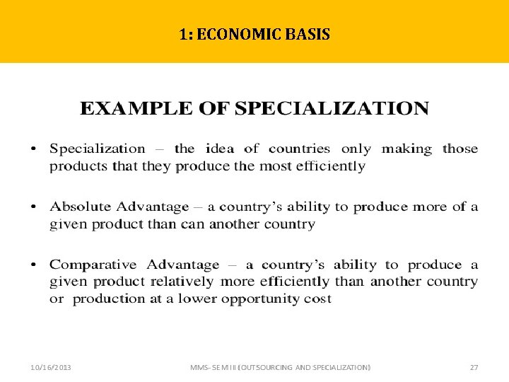 1: ECONOMIC BASIS 1: ECONOMIC BASIS