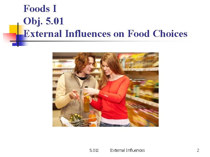 Foods I Obj. 5. 01 External Influences on Food Choices 5. 01 I External
