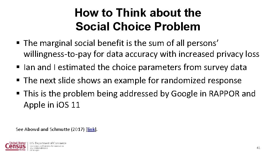 How to Think about the Social Choice Problem § The marginal social benefit is