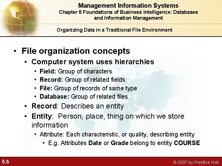 Management Information Systems Chapter 6 Foundations of Business Intelligence: Databases and Information Management Organizing Management Information Systems Chapter 6 Foundations of Business Intelligence: Databases and Information Management Organizing
