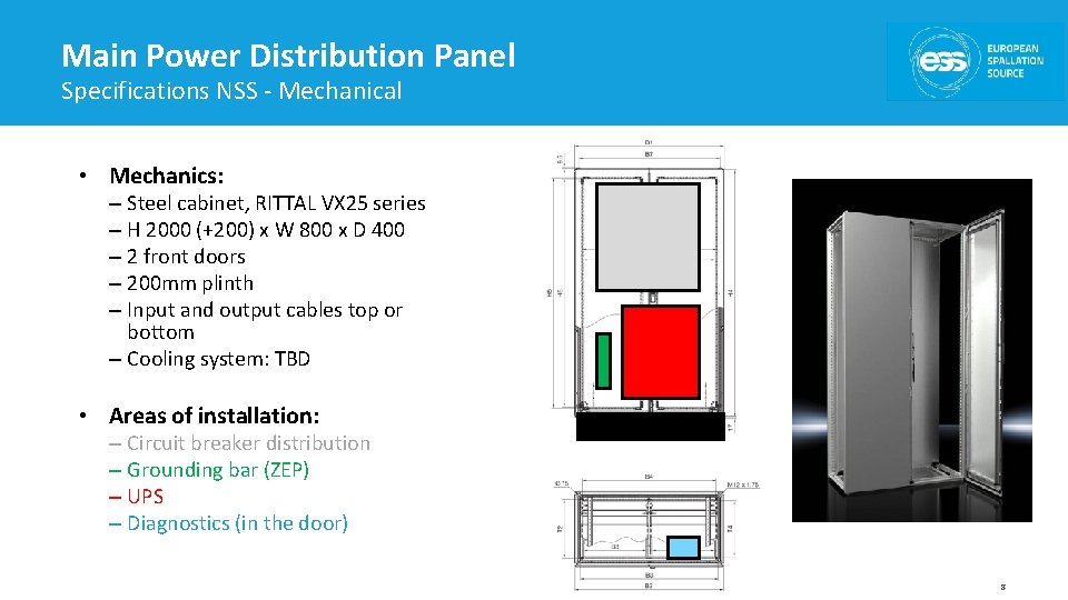 Main Power Distribution Panel Specifications NSS - Mechanical • Mechanics: – Steel cabinet, RITTAL