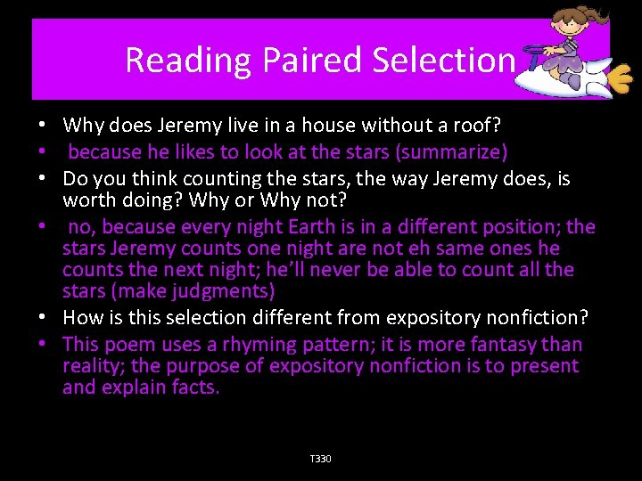 Reading Paired Selection • Why does Jeremy live in a house without a roof?