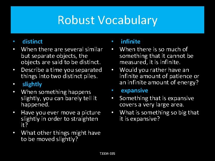 Robust Vocabulary • distinct • When there are several similar but separate objects, the