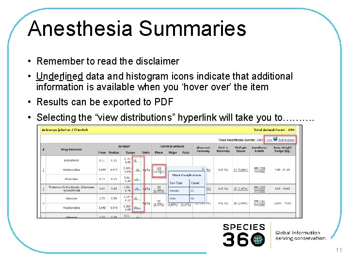 Anesthesia Summaries • Remember to read the disclaimer • Underlined data and histogram icons