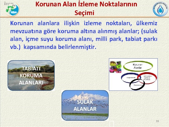  Korunan Alan İzleme Noktalarının Seçimi Korunan alanlara ilişkin izleme noktaları, ülkemiz mevzuatına göre