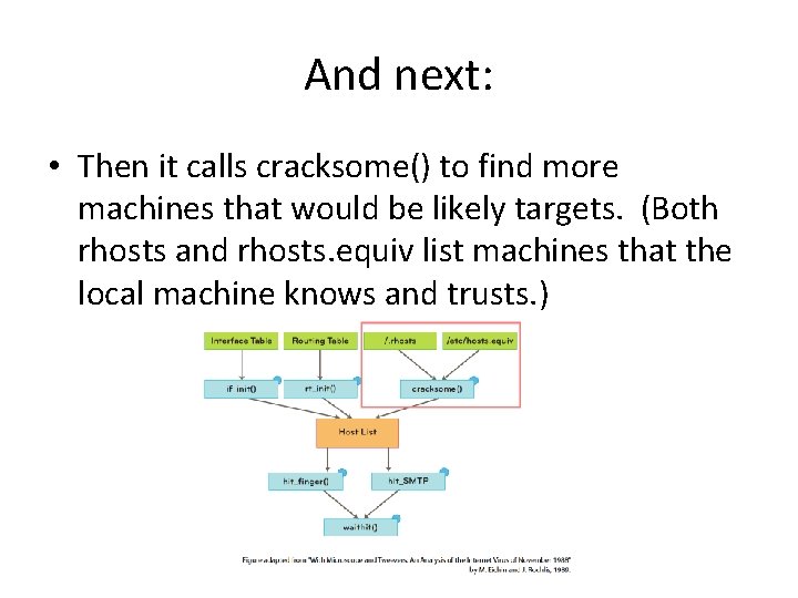 And next: • Then it calls cracksome() to find more machines that would be