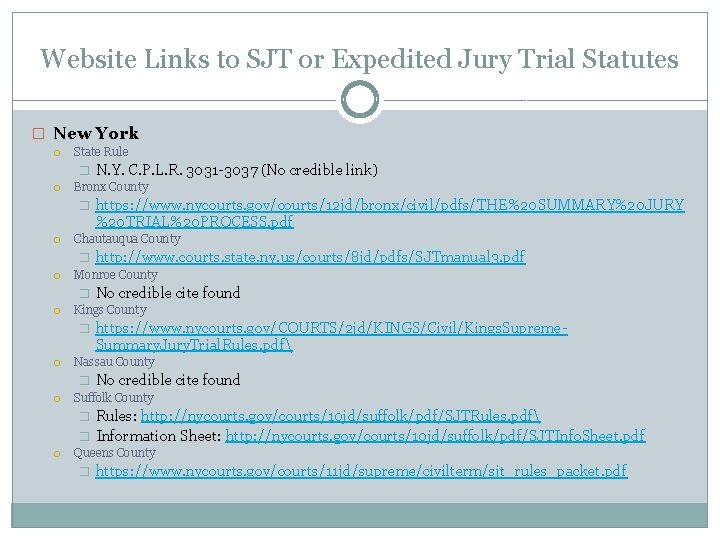Website Links to SJT or Expedited Jury Trial Statutes � New York State Rule