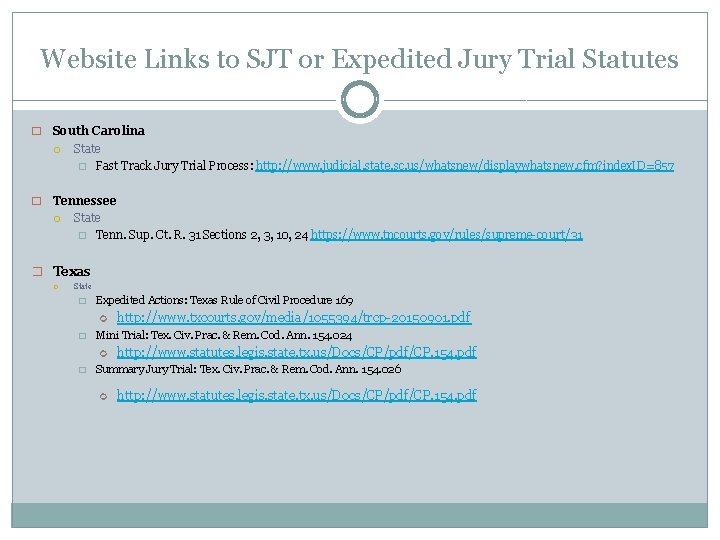 Website Links to SJT or Expedited Jury Trial Statutes � South Carolina State �