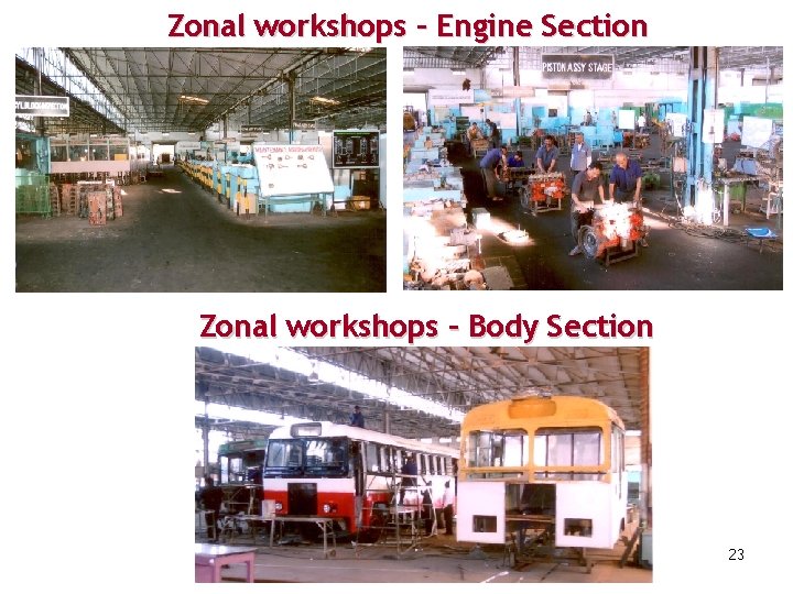 Zonal workshops – Engine Section Zonal workshops – Body Section 23 