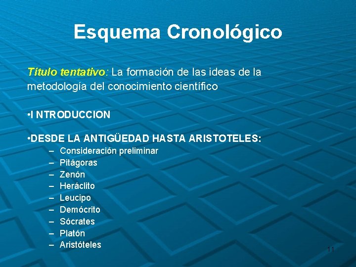 Esquema Cronológico Título tentativo: La formación de las ideas de la metodología del conocimiento