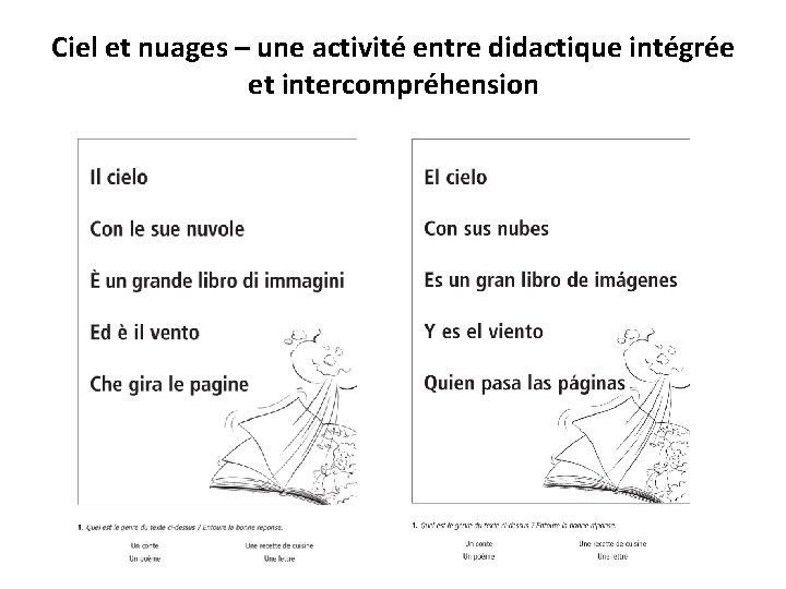 Ciel et nuages – une activité entre didactique intégrée et intercompréhension 