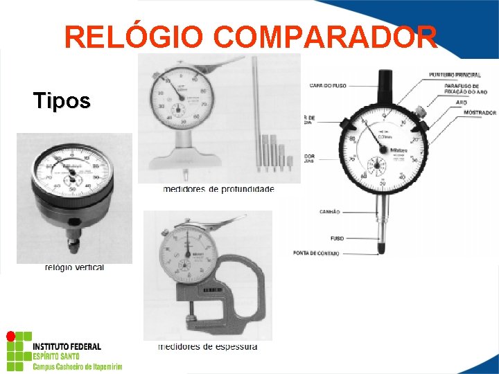 RELÓGIO COMPARADOR Tipos 