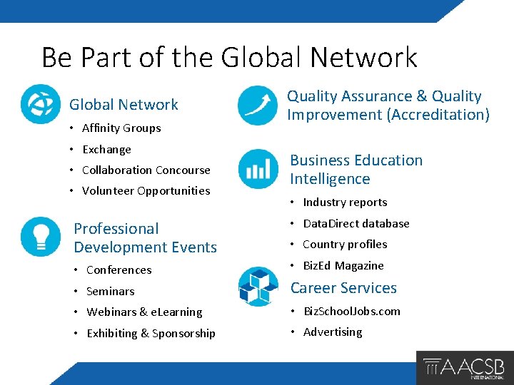 Be Part of the Global Network • Affinity Groups • Exchange • Collaboration Concourse